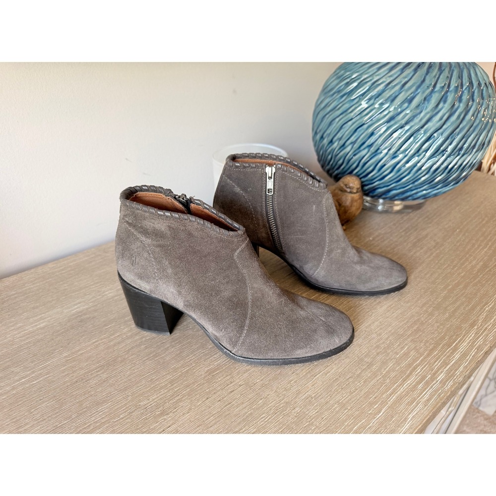 Frye Nora Whipstitch Suede Ankle Boots Womens Smoke Grey Size 7‎